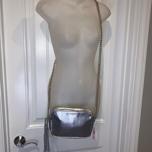 Victoria’s Secret Silver Crossbody Bag with Gold Chain NWT